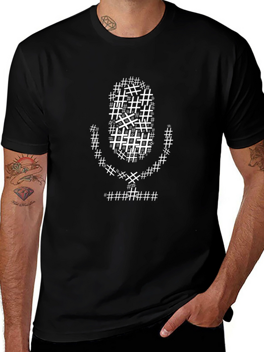 Hashtag Microphone Graphic Tee - Black Cotton Shirt