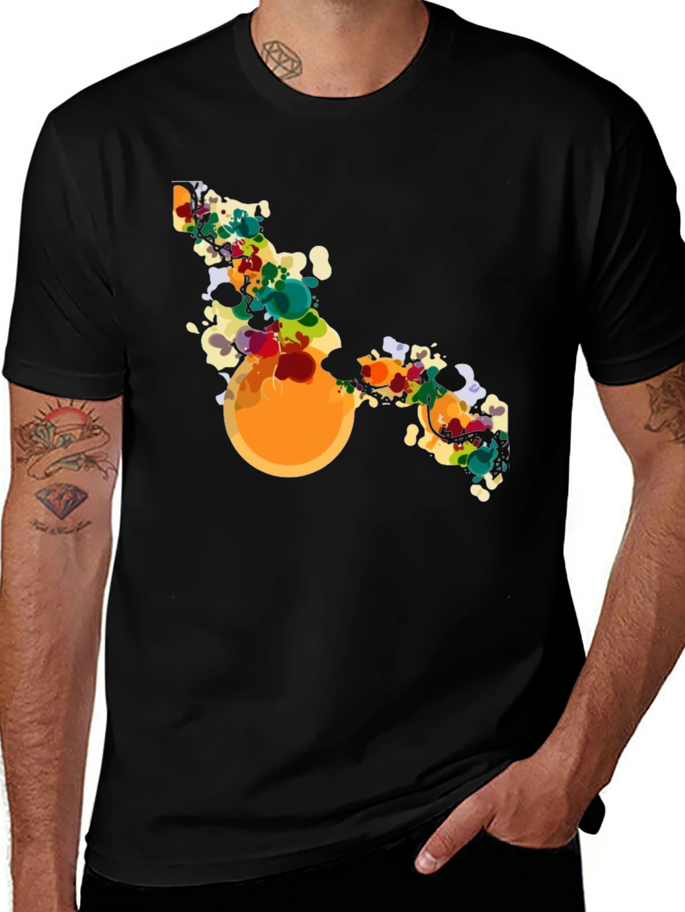 Abstract Art Graphic Tee - Mens Black T-Shirt