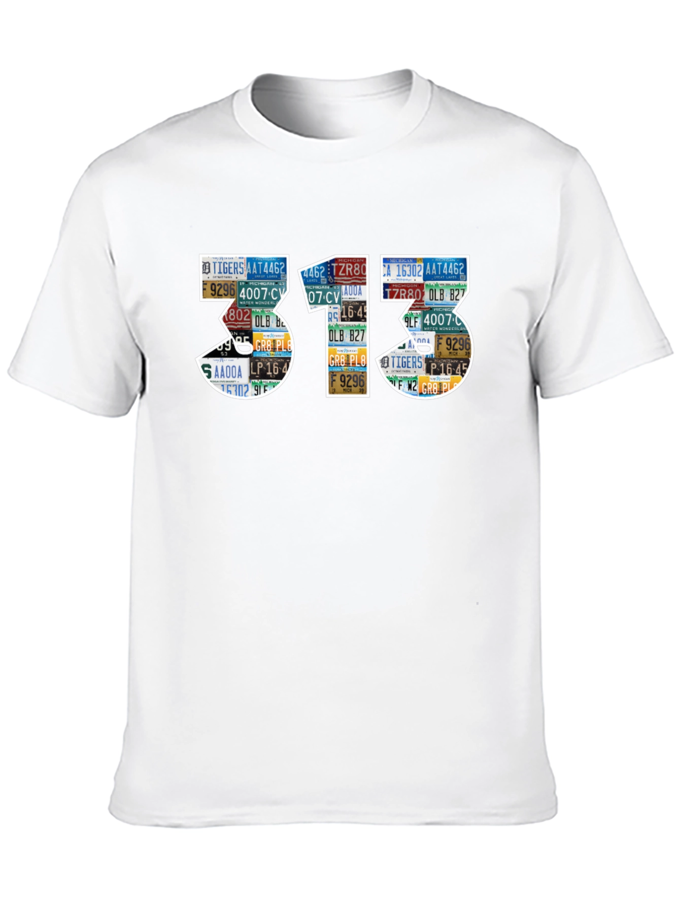 313 License Plate Art Black T-Shirt