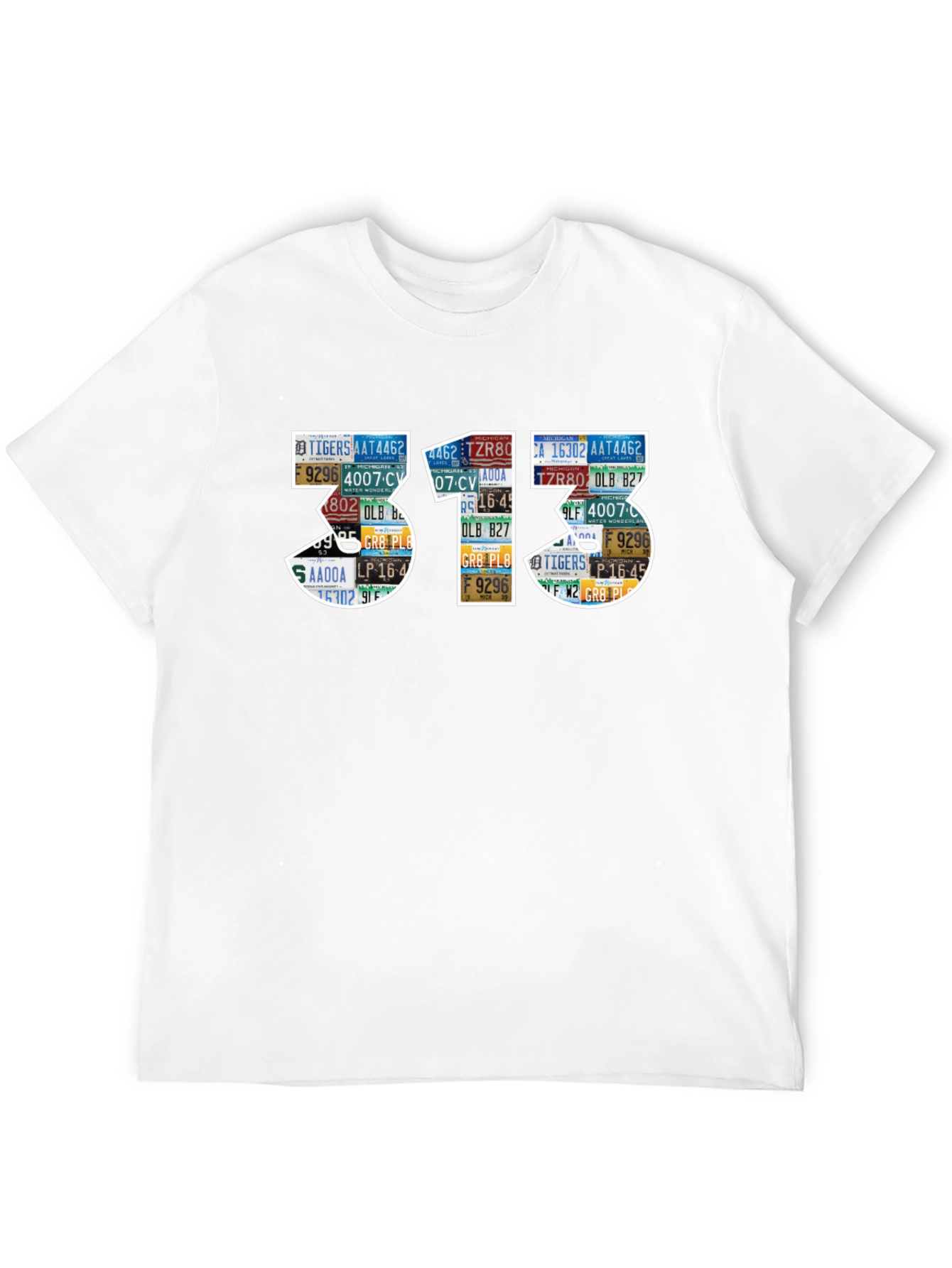 313 License Plate Art Black T-Shirt