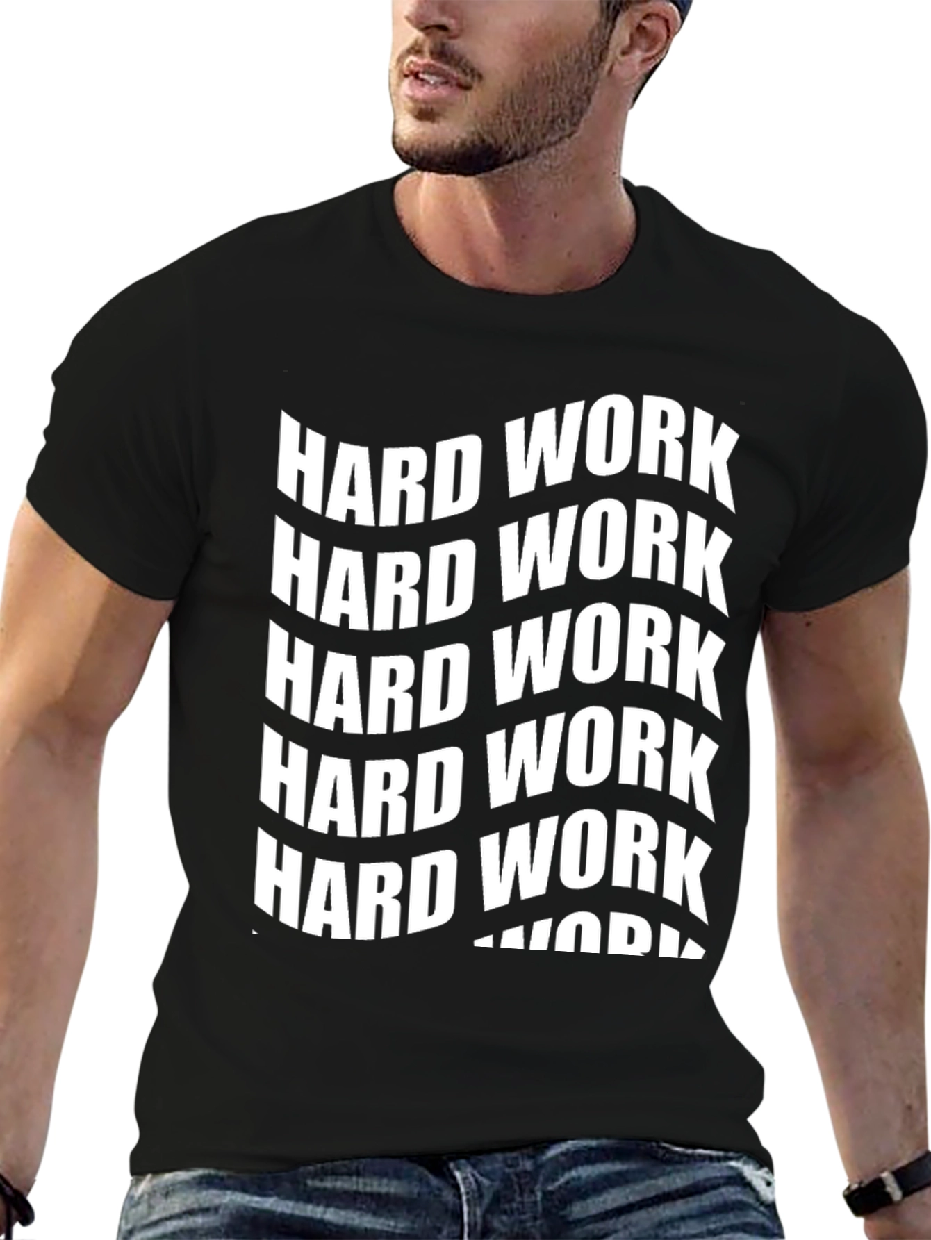 Hard Work Graphic Print Black T-Shirt