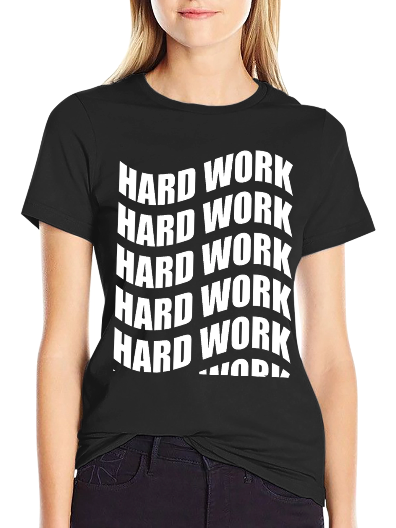 Hard Work Graphic Print Black T-Shirt