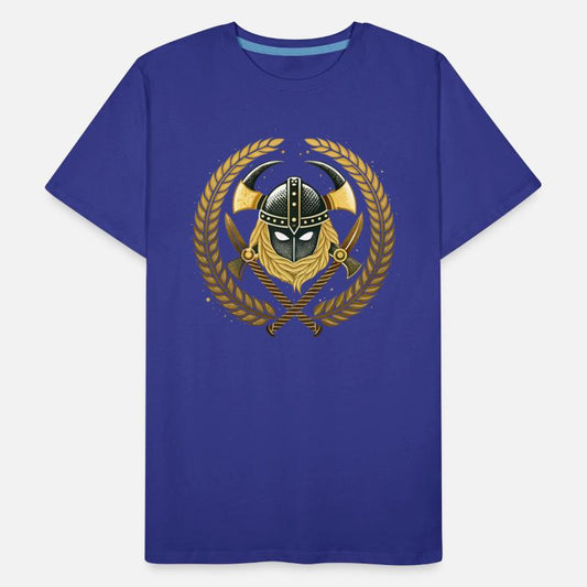 "Viking helmet, crossed Viking axes."