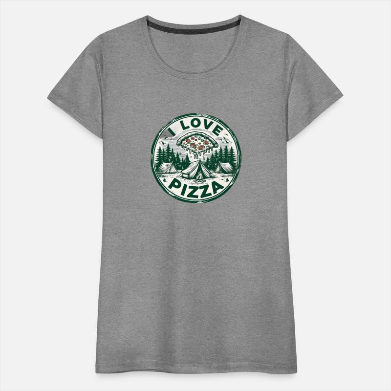 Vintage Woodcut Logo Featuring Pizza And Camping