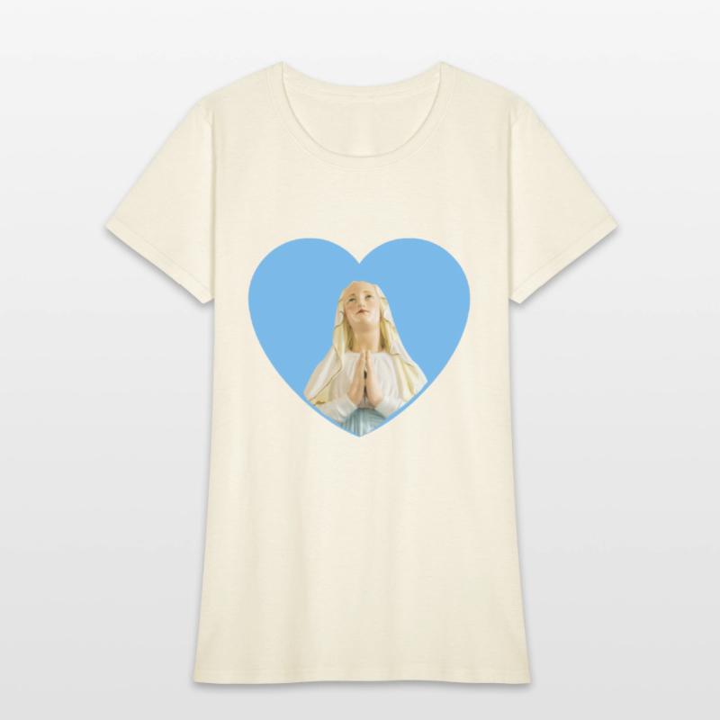 Virgin Mother Mary Praying Blue Heart