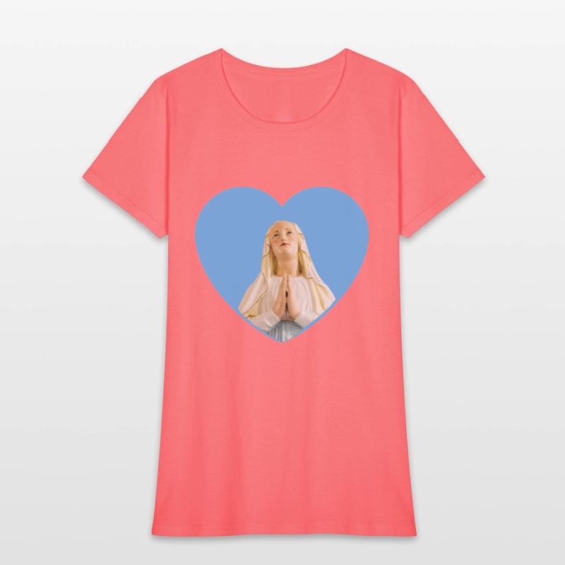 Virgin Mother Mary Praying Blue Heart