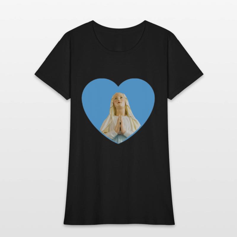 Virgin Mother Mary Praying Blue Heart