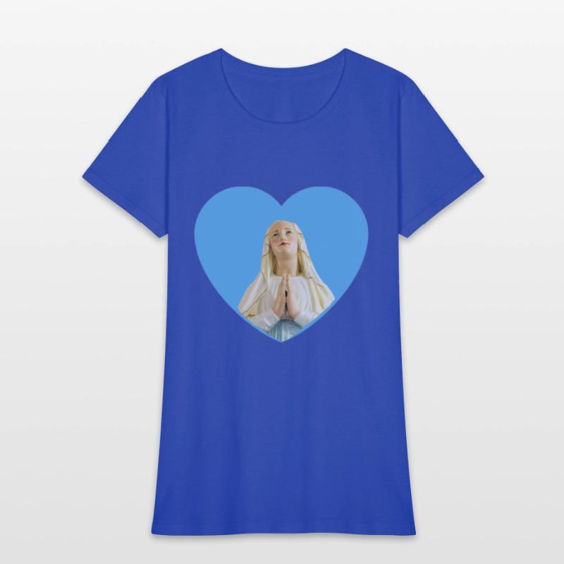 Virgin Mother Mary Praying Blue Heart