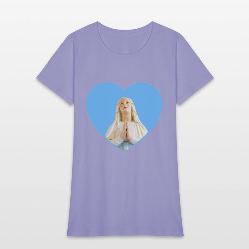 Virgin Mother Mary Praying Blue Heart
