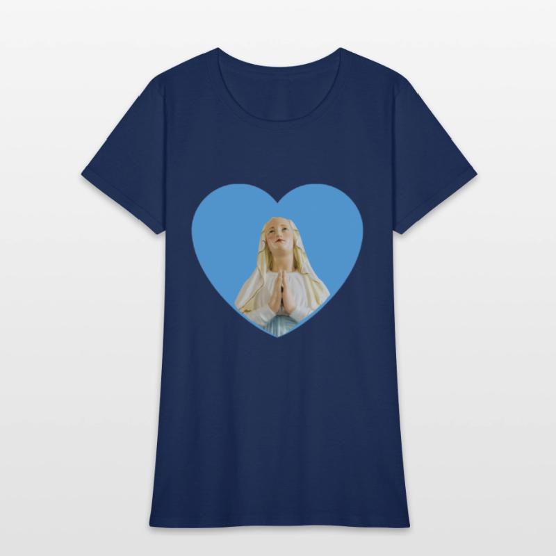 Virgin Mother Mary Praying Blue Heart