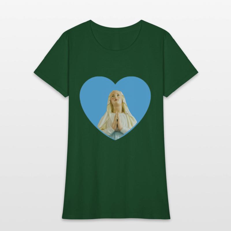 Virgin Mother Mary Praying Blue Heart