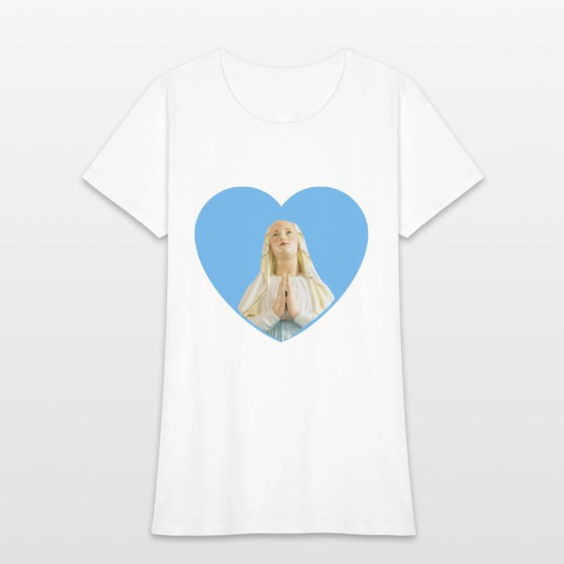 Virgin Mother Mary Praying Blue Heart