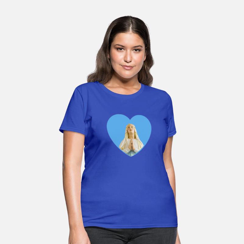 Virgin Mother Mary Praying Blue Heart