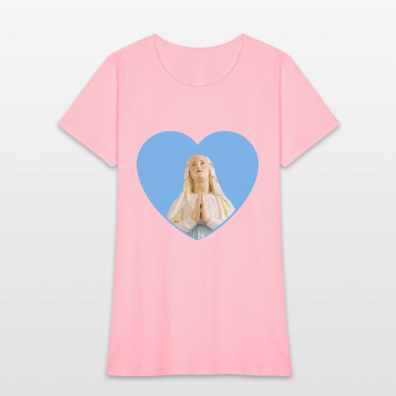Virgin Mother Mary Praying Blue Heart