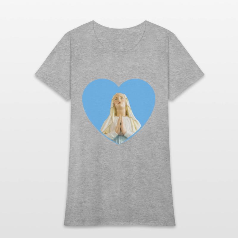 Virgin Mother Mary Praying Blue Heart
