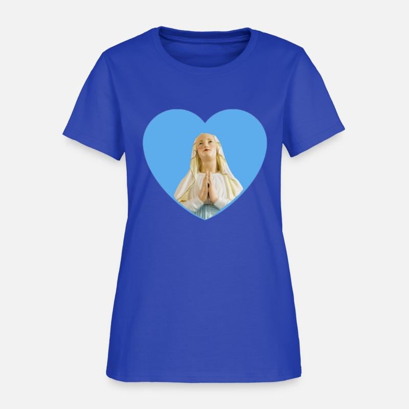 Virgin Mother Mary Praying Blue Heart