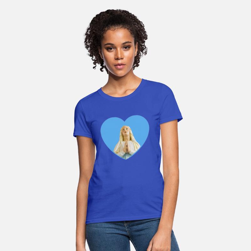 Virgin Mother Mary Praying Blue Heart
