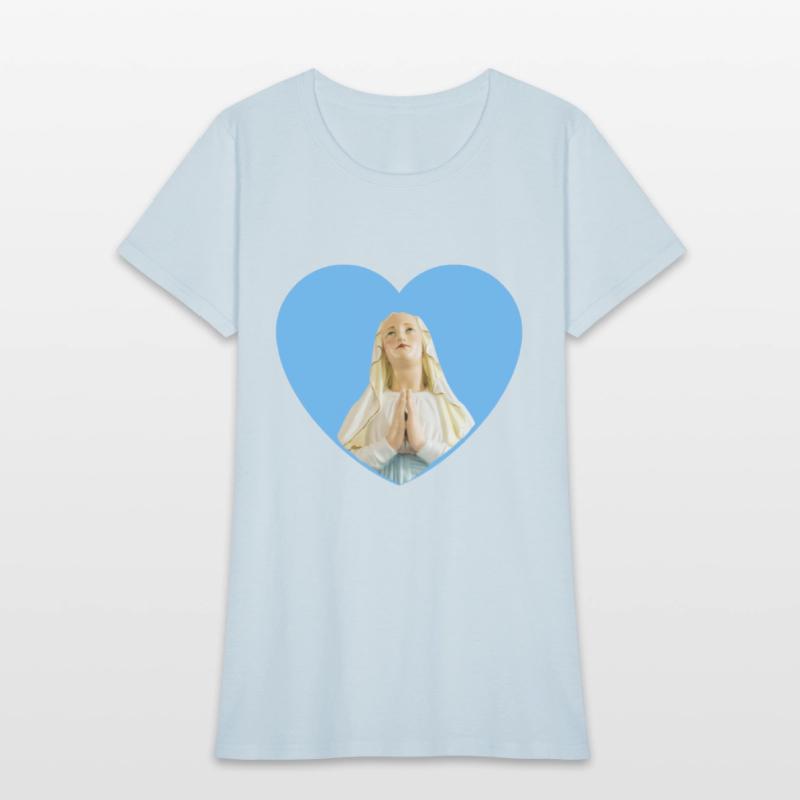 Virgin Mother Mary Praying Blue Heart