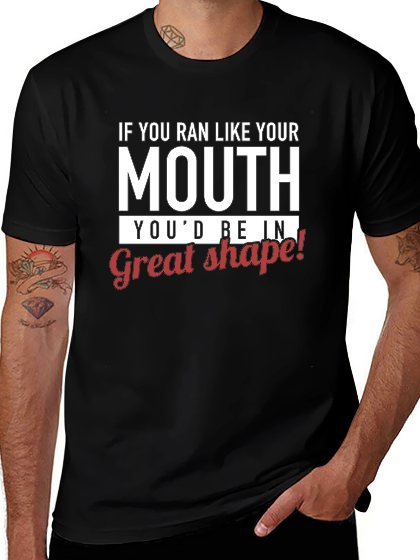 Humorous Run Like Your Mouth Graphic T-Shirt
