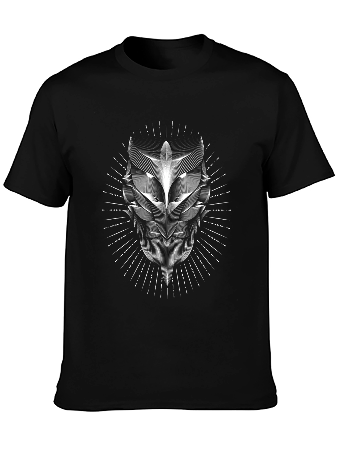 Abstract Owl Graphic Print Black T-Shirt
