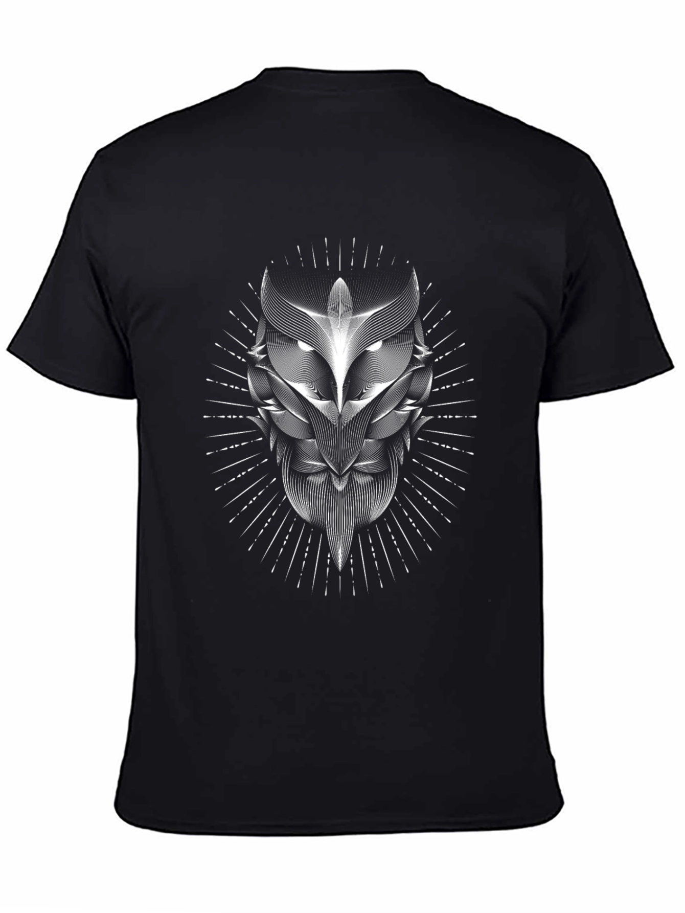 Abstract Owl Graphic Print Black T-Shirt