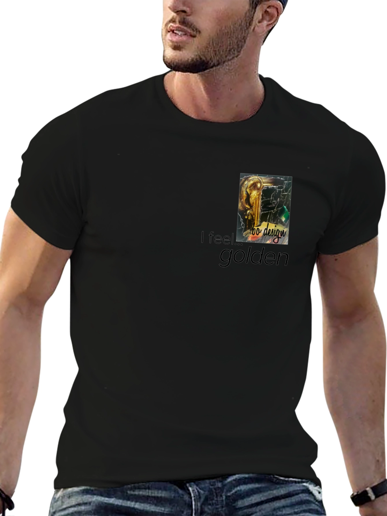 I Feel Golden Graphic Black T-Shirt