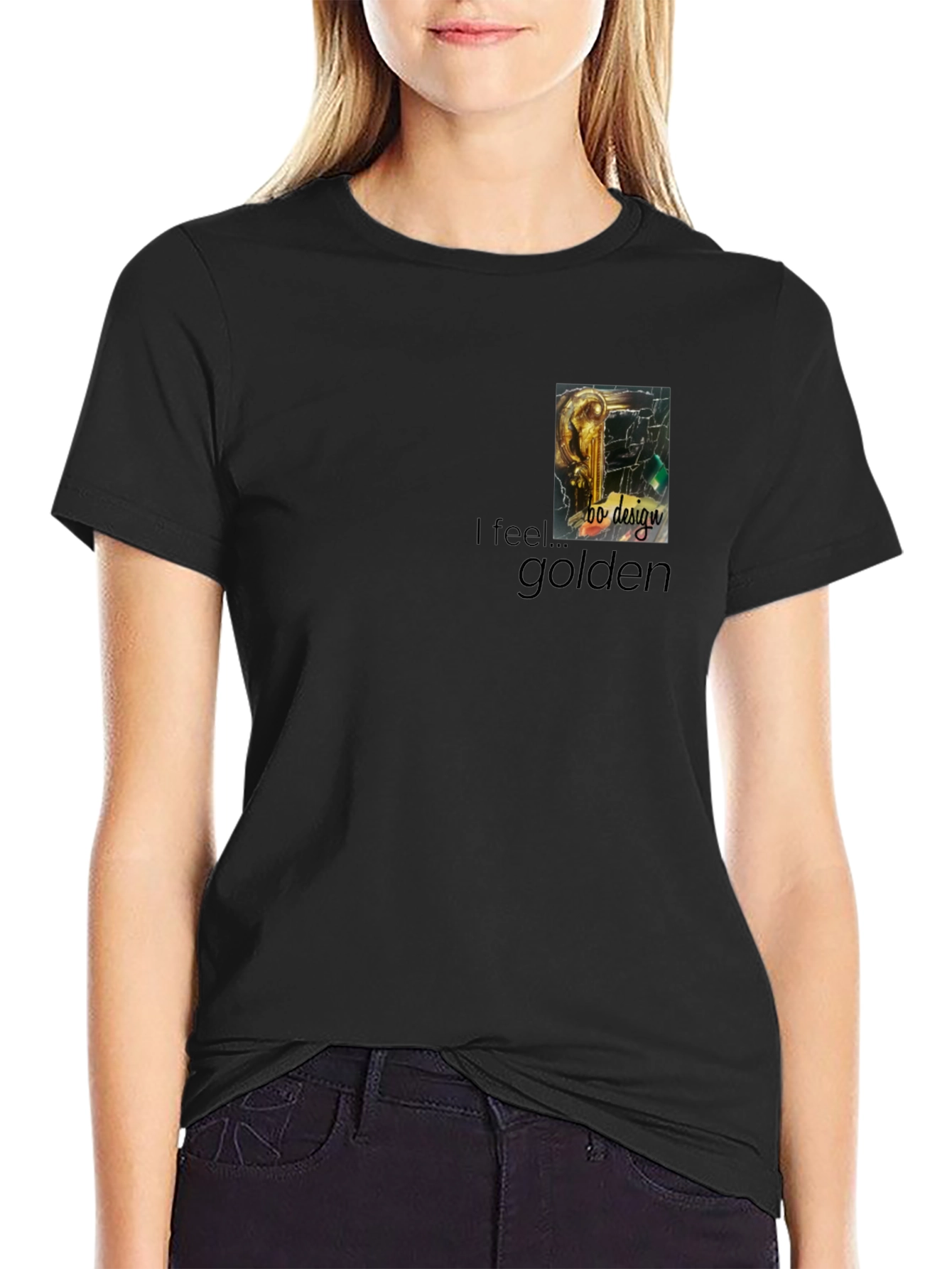 I Feel Golden Graphic Black T-Shirt