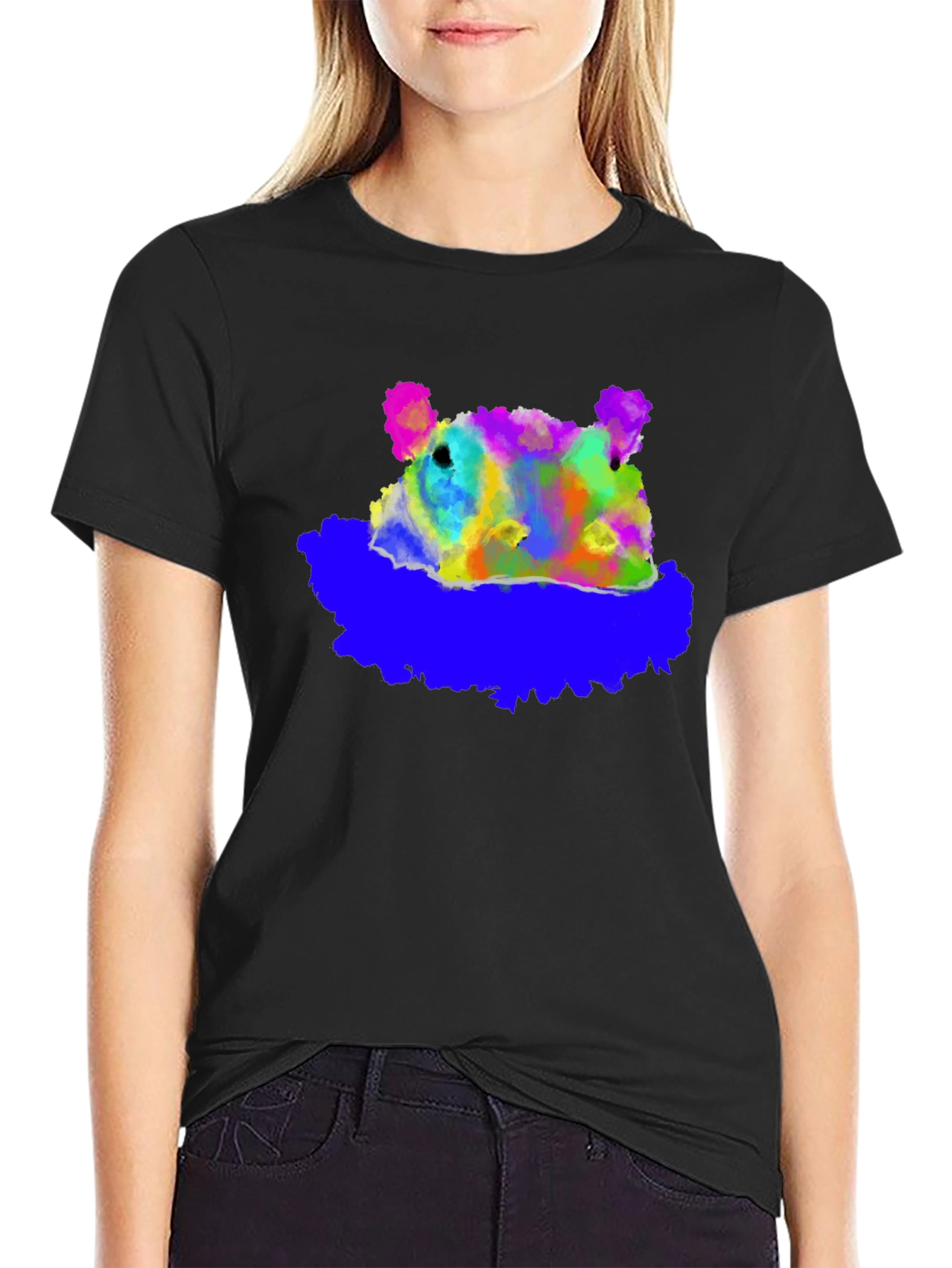 Abstract Bear Graphic T-Shirt - Soft Cotton Blend