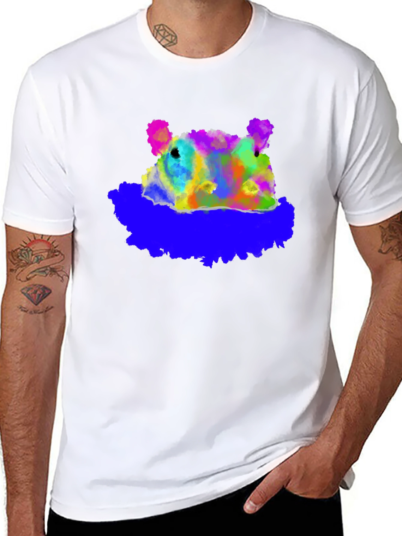 Abstract Bear Graphic T-Shirt - Soft Cotton Blend