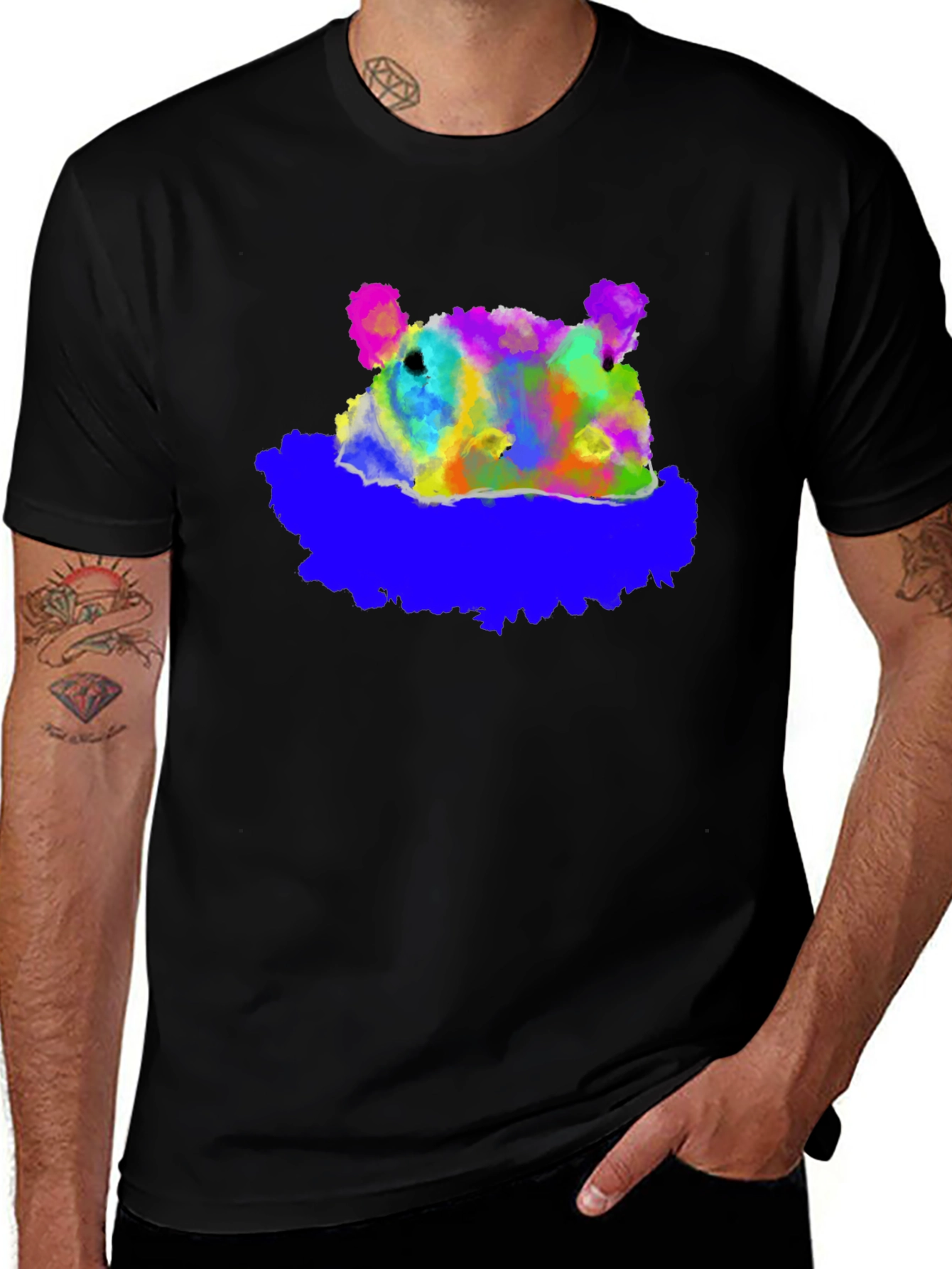 Abstract Bear Graphic T-Shirt - Soft Cotton Blend