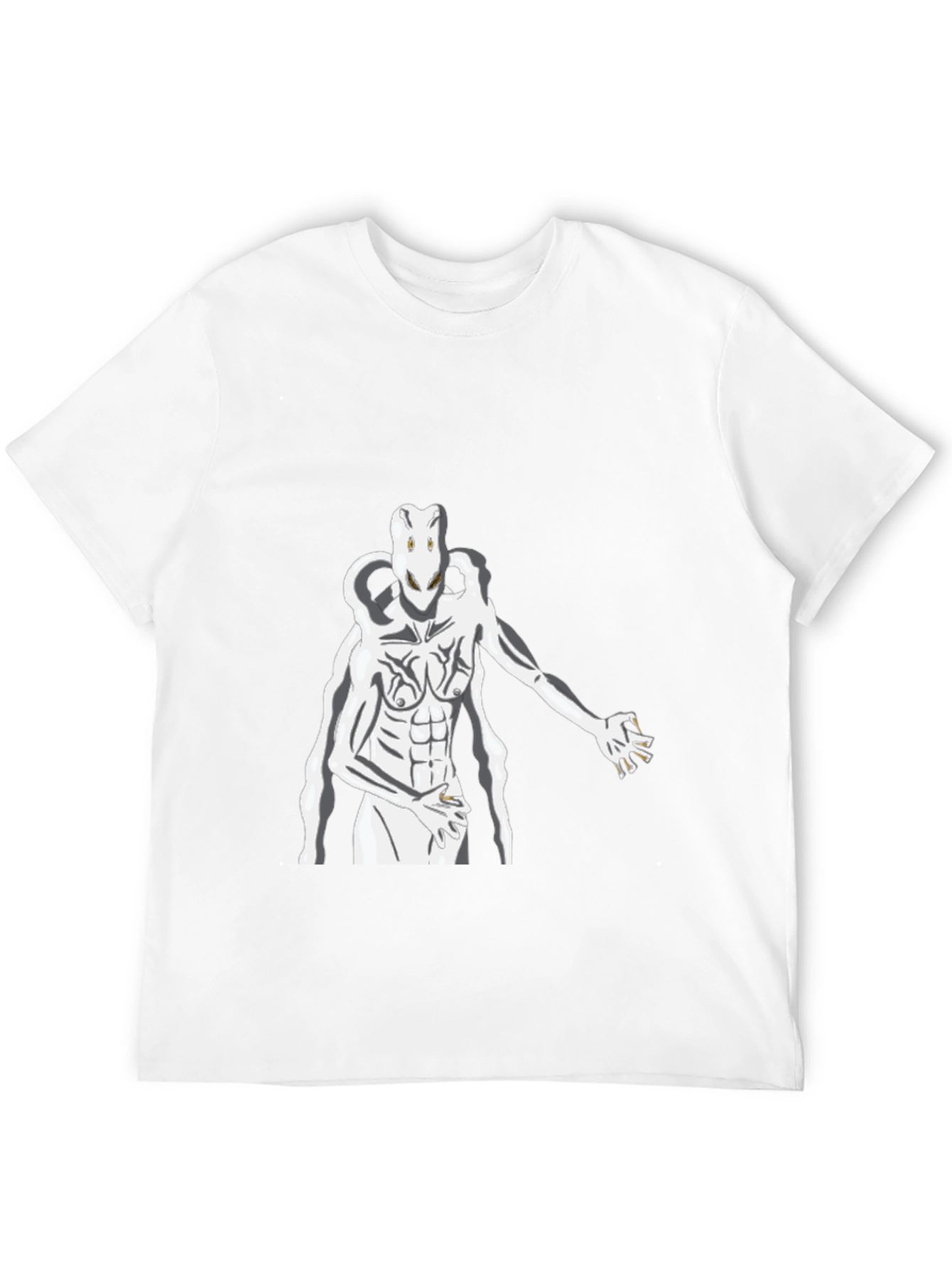 Abstract White Figure Graphic Black T-Shirt