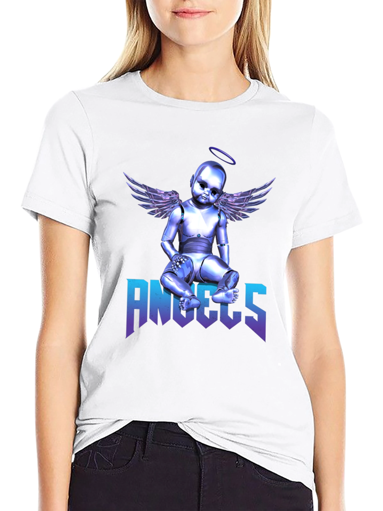 Angels Robot Baby Graphic Print T-Shirt