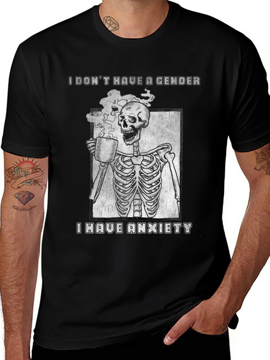 I Dont Have a Gender Anxiety Skeleton Graphic T-Shirt