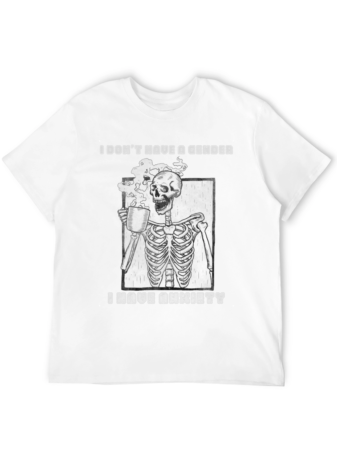 I Dont Have a Gender Anxiety Skeleton Graphic T-Shirt