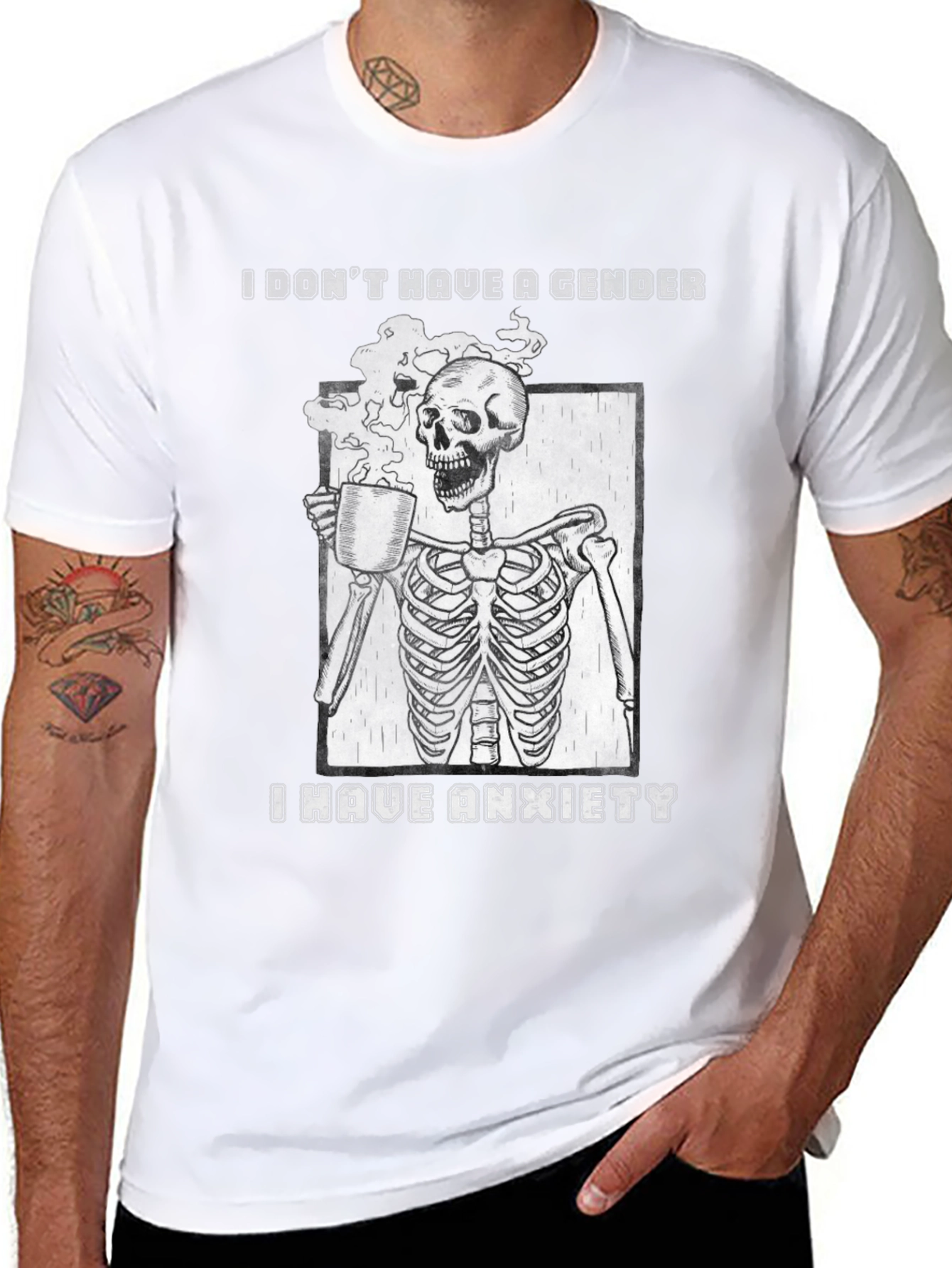 I Dont Have a Gender Anxiety Skeleton Graphic T-Shirt