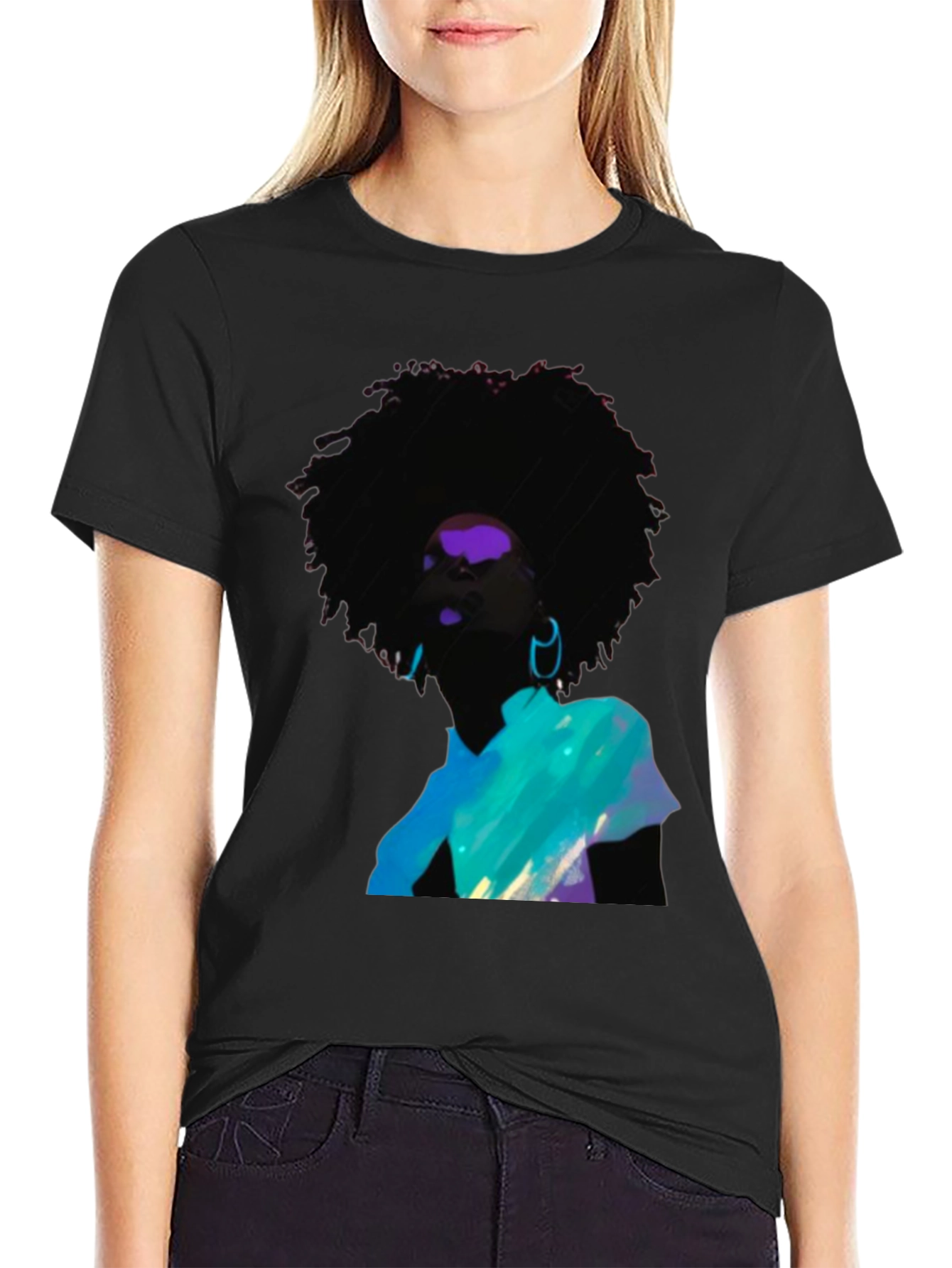 Afro Art Graphic Tee - Stylish Black Cotton Shirt
