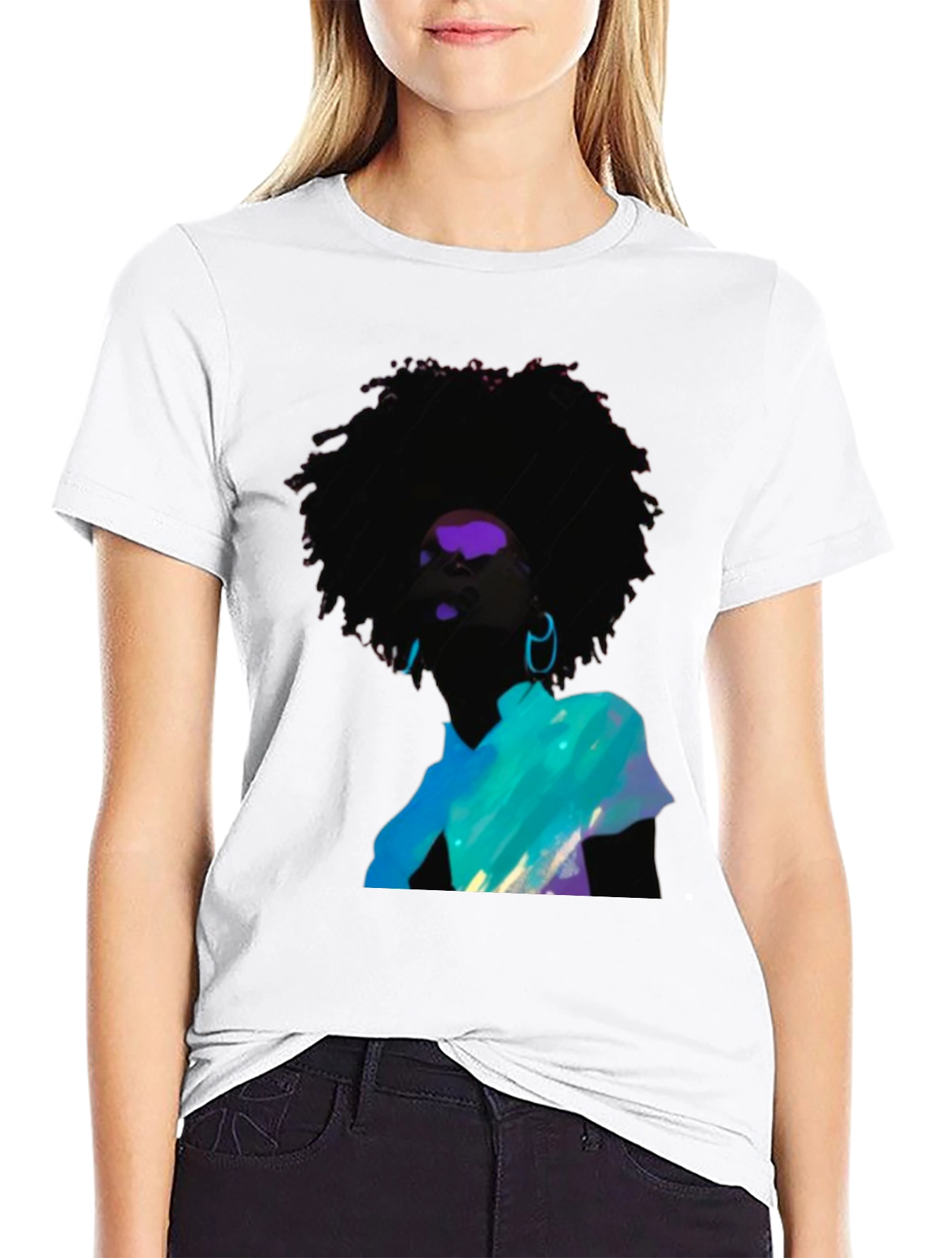Afro Art Graphic Tee - Stylish Black Cotton Shirt