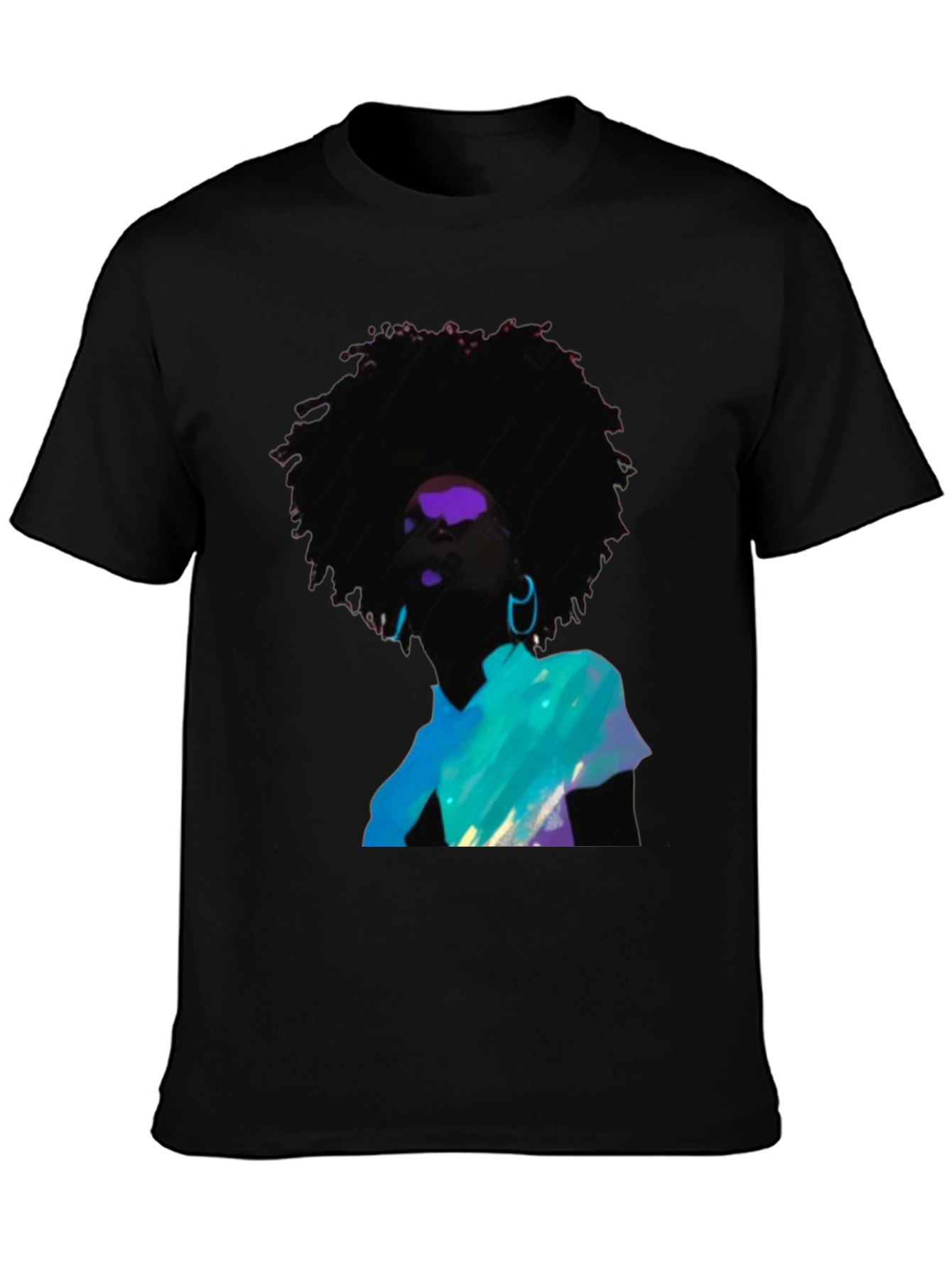 Afro Art Graphic Tee - Stylish Black Cotton Shirt