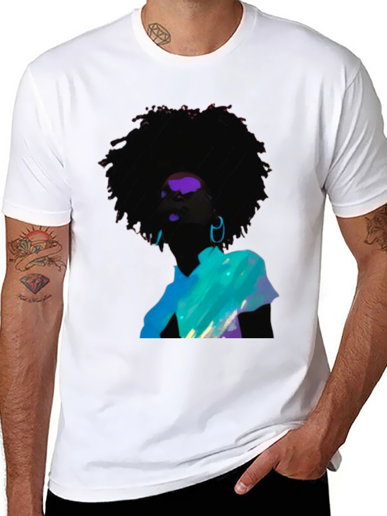 Afro Art Graphic Tee - Stylish Black Cotton Shirt