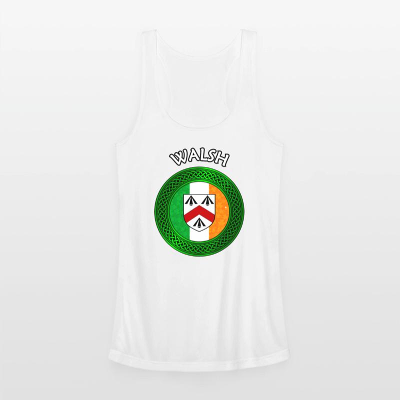 Walsh Coat of Arms on Shamrock Irish Flag