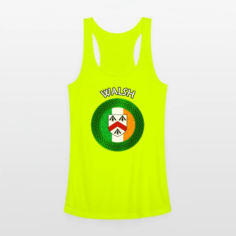 Walsh Coat of Arms on Shamrock Irish Flag