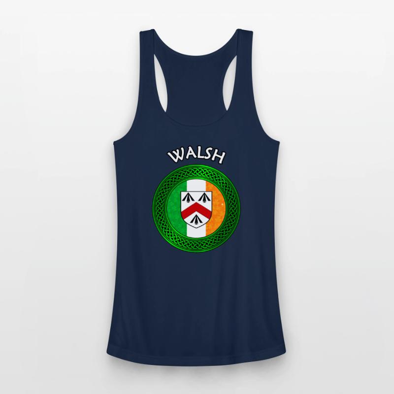 Walsh Coat of Arms on Shamrock Irish Flag