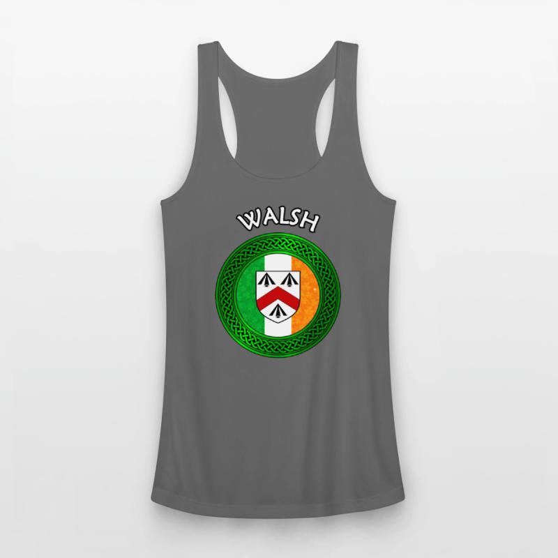 Walsh Coat of Arms on Shamrock Irish Flag