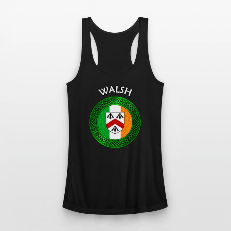 Walsh Coat of Arms on Shamrock Irish Flag