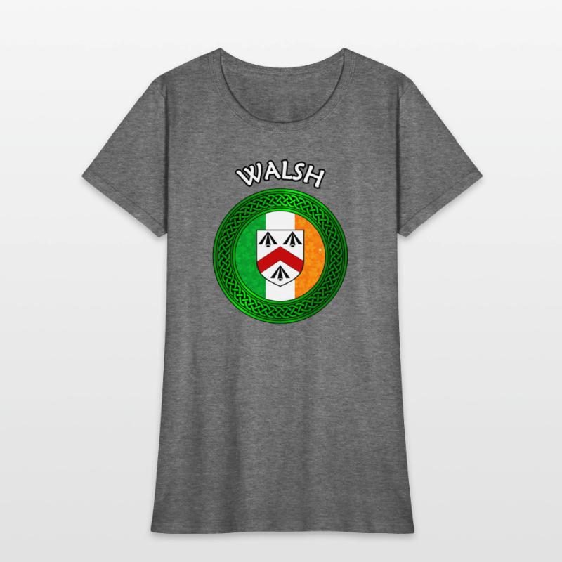 Walsh Coat of Arms on Shamrock Irish Flag