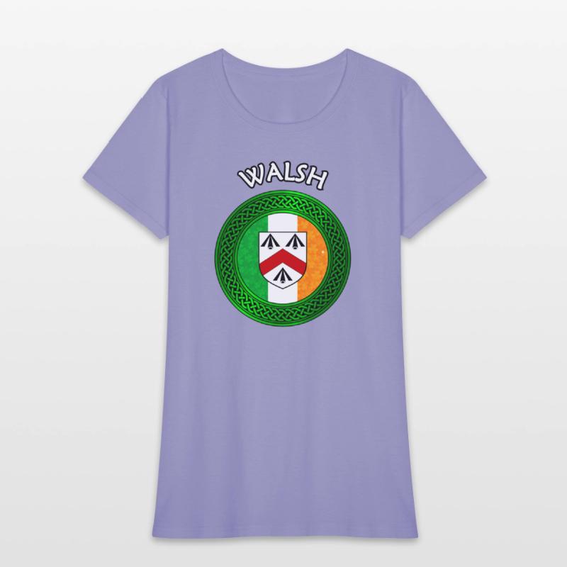 Walsh Coat of Arms on Shamrock Irish Flag