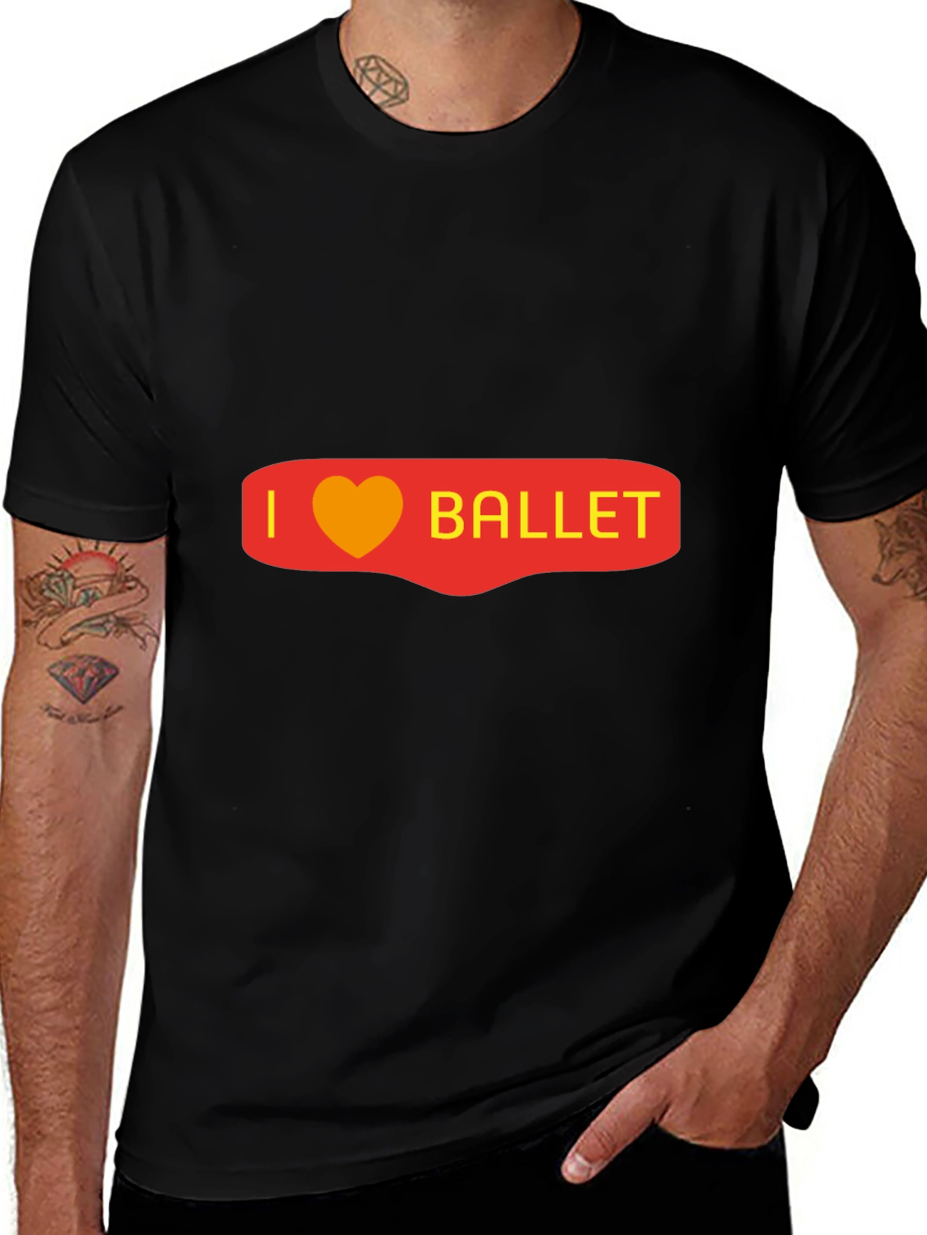 I Heart Ballet Graphic Tee - Black Cotton Blend