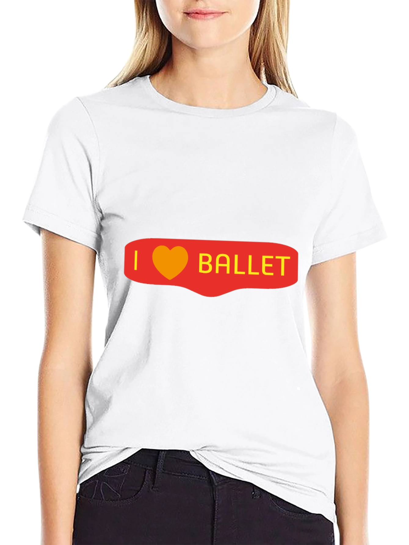 I Heart Ballet Graphic Tee - Black Cotton Blend
