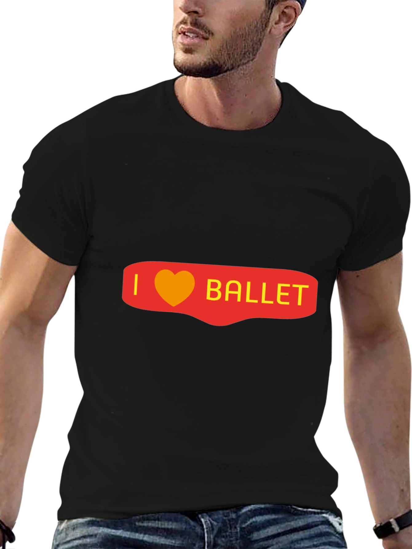 I Heart Ballet Graphic Tee - Black Cotton Blend