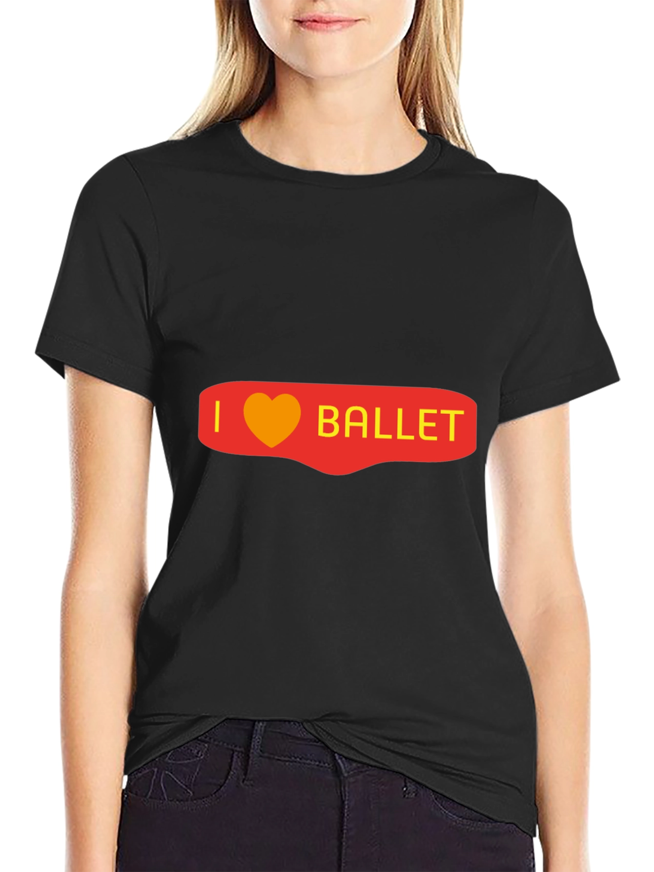 I Heart Ballet Graphic Tee - Black Cotton Blend